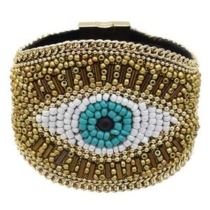 GORGEOUS rice beads evil eye bracelet
